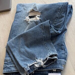 Lane Bryant Blue Distressed Ankle Jeans